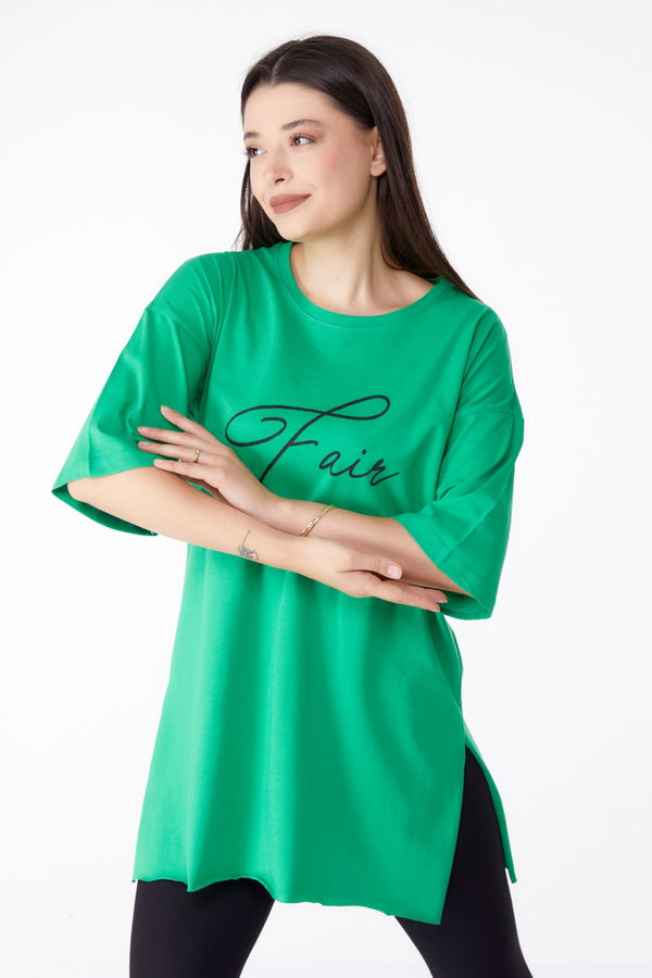 Baskılı T-shirt Yeşil - 25290