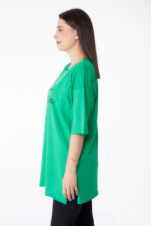 Baskılı T-shirt Yeşil - 25290
