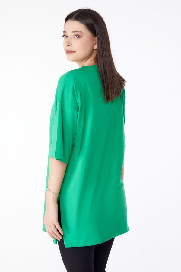 Baskılı T-shirt Yeşil - 25290