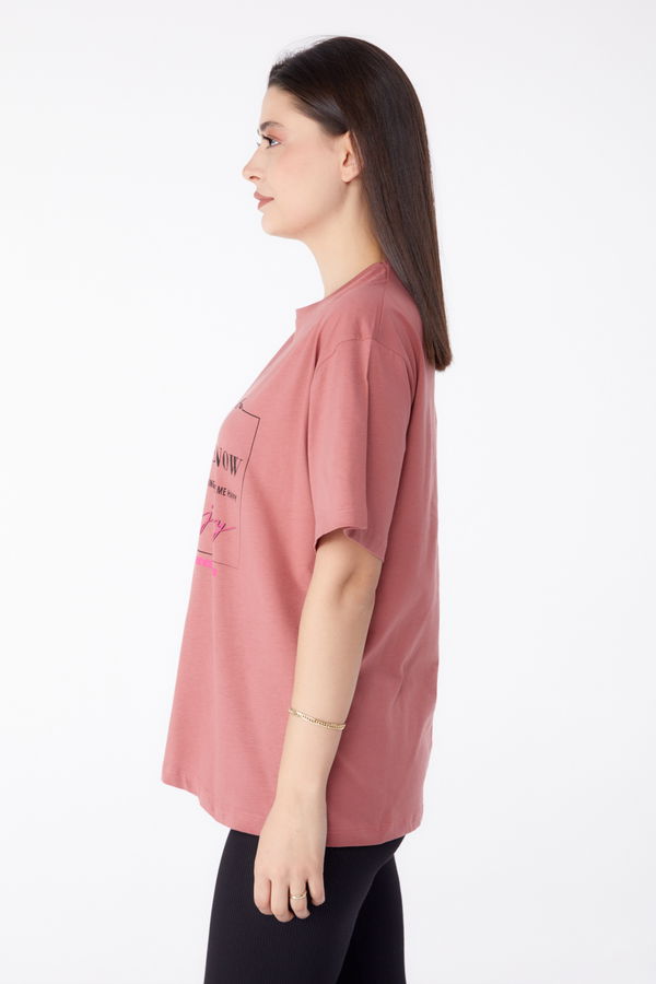 Baskılı T-shirt Pembe - 25294