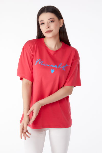 Baskılı T-shirt Fuşya - 25295
