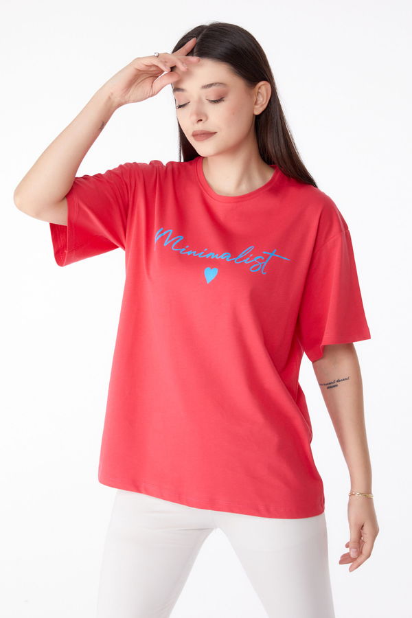 Baskılı T-shirt Fuşya - 25295
