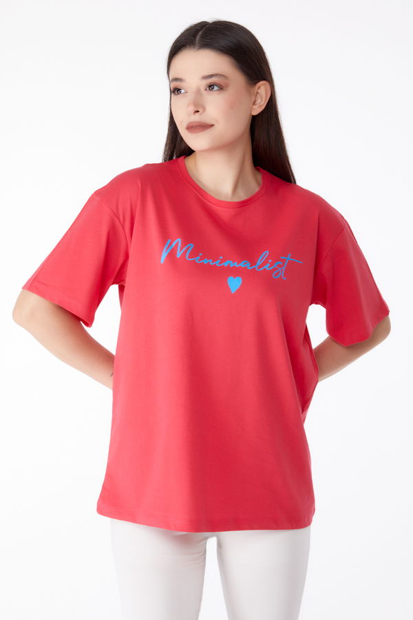 Baskılı T-shirt Fuşya - 25295