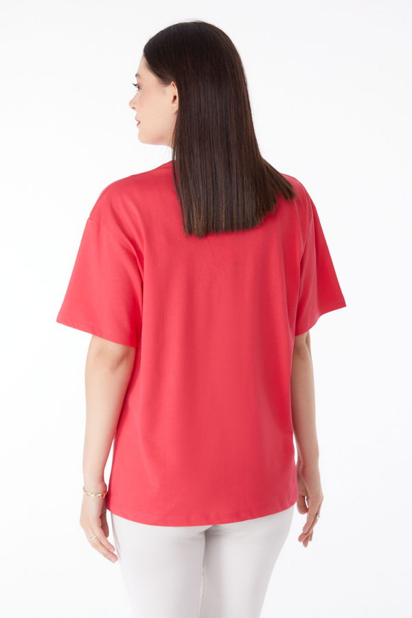 Baskılı T-shirt Fuşya - 25295