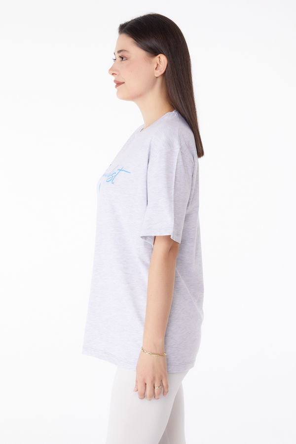 Baskılı T-shirt Gri - 25295