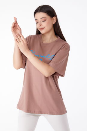 Baskılı T-shirt Vizon - 25295