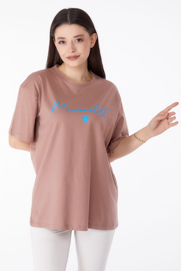 Baskılı T-shirt Vizon - 25295