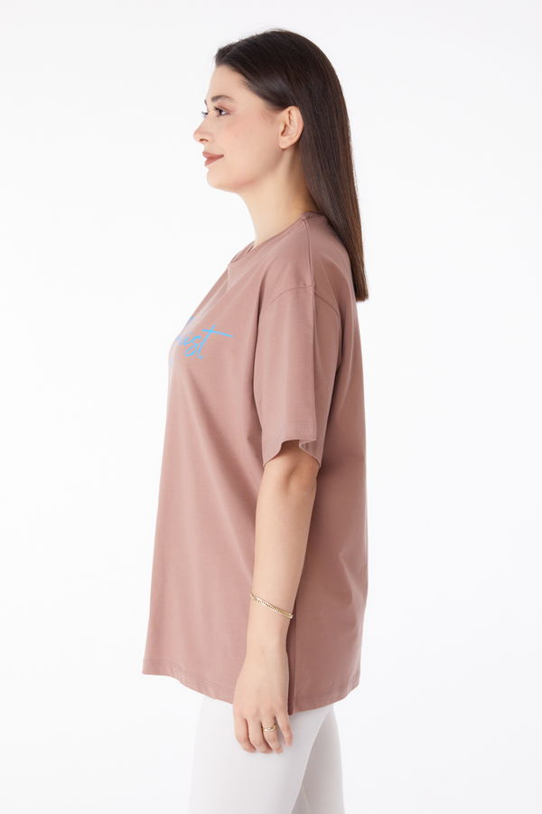 Baskılı T-shirt Vizon - 25295