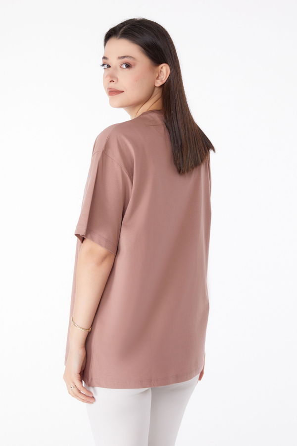 Baskılı T-shirt Vizon - 25295