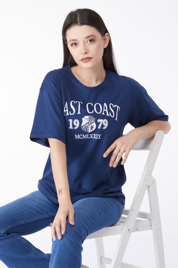 Baskılı T-shirt Lacivert - 25297 LACİVERT
