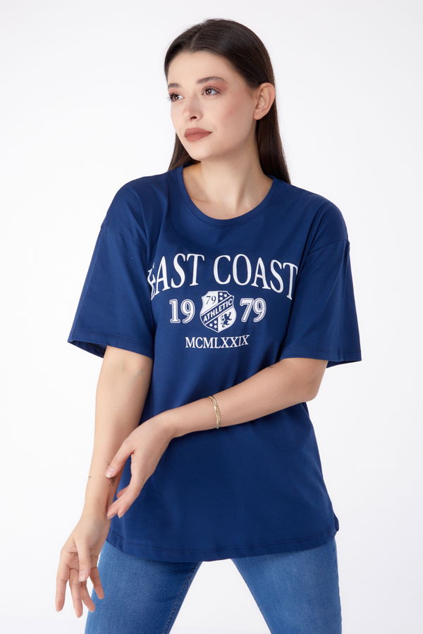 Baskılı T-shirt Lacivert - 25297 LACİVERT