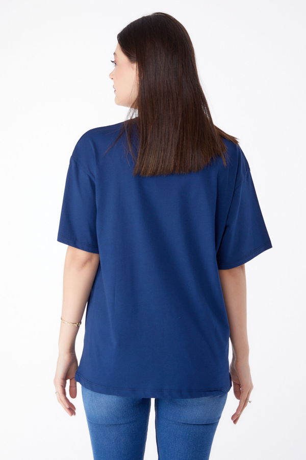 Baskılı T-shirt Lacivert - 25297 LACİVERT