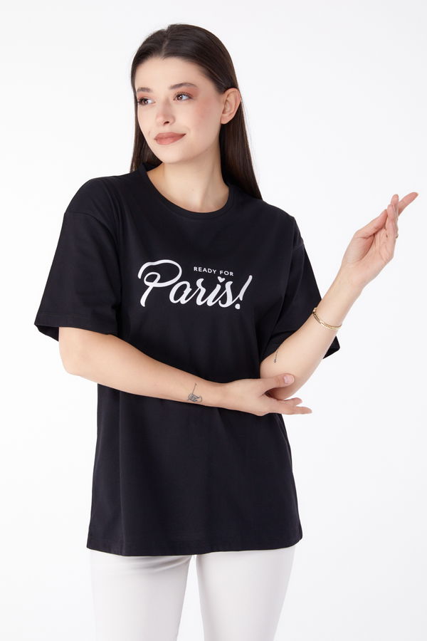 Baskılı T-shirt Siyah - 25298 SİYAH