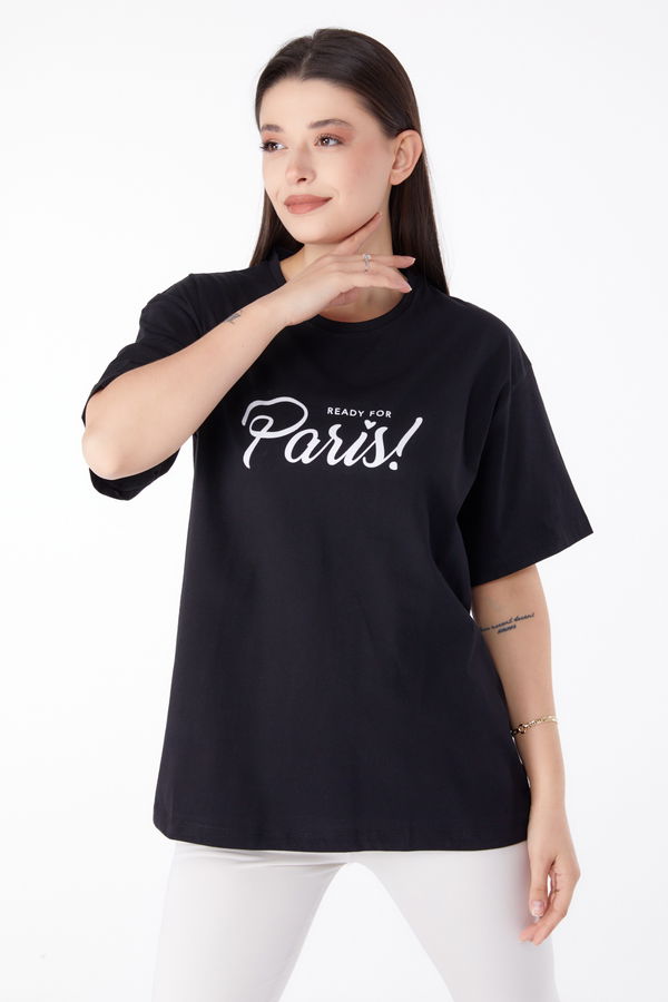 Baskılı T-shirt Siyah - 25298 SİYAH