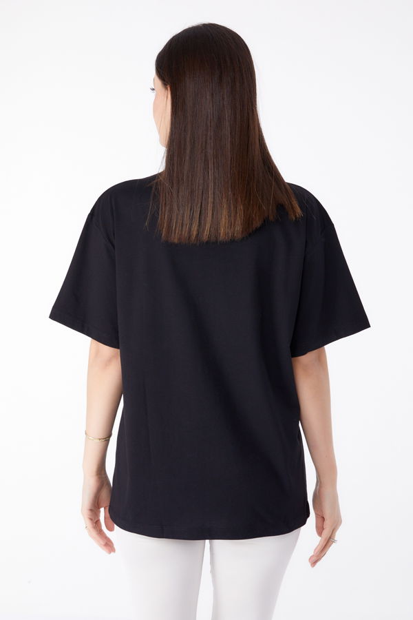Baskılı T-shirt Siyah - 25298 SİYAH