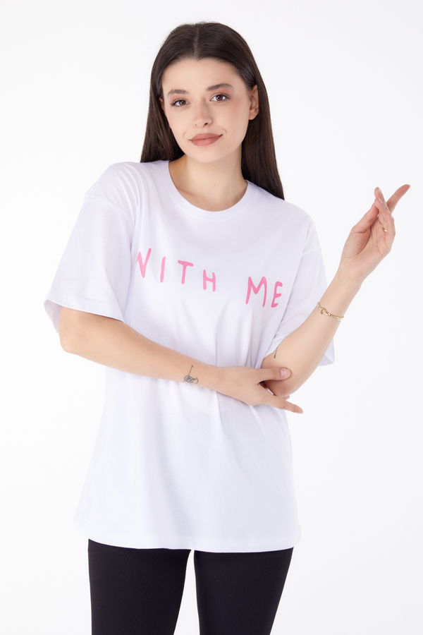 Baskılı T-shirt Beyaz - 25299