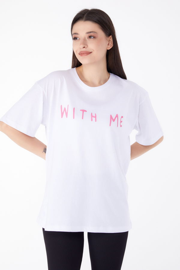 Baskılı T-shirt Beyaz - 25299