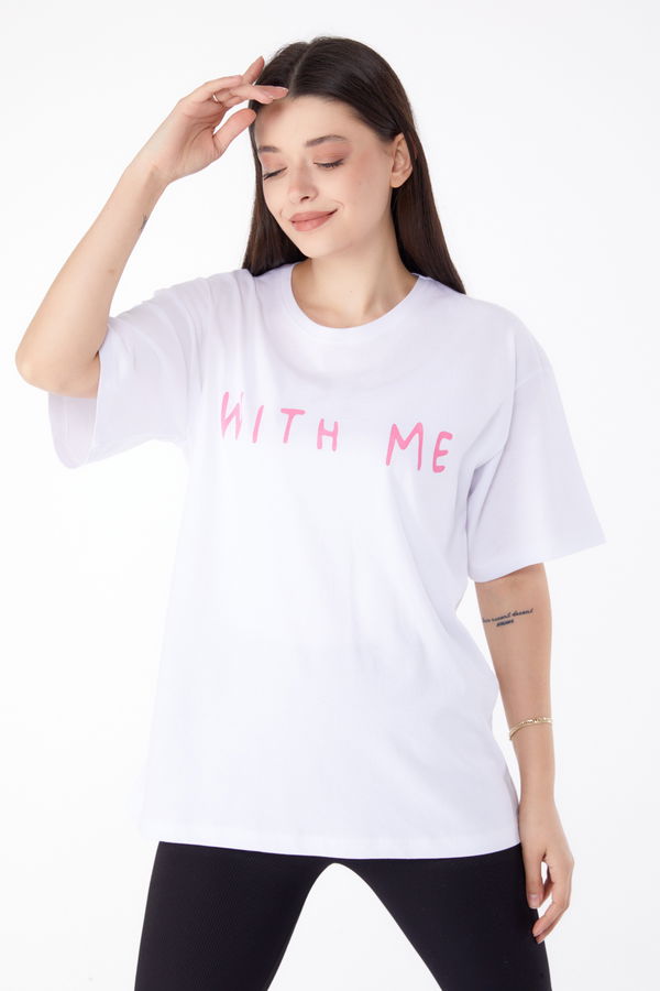 Baskılı T-shirt Beyaz - 25299