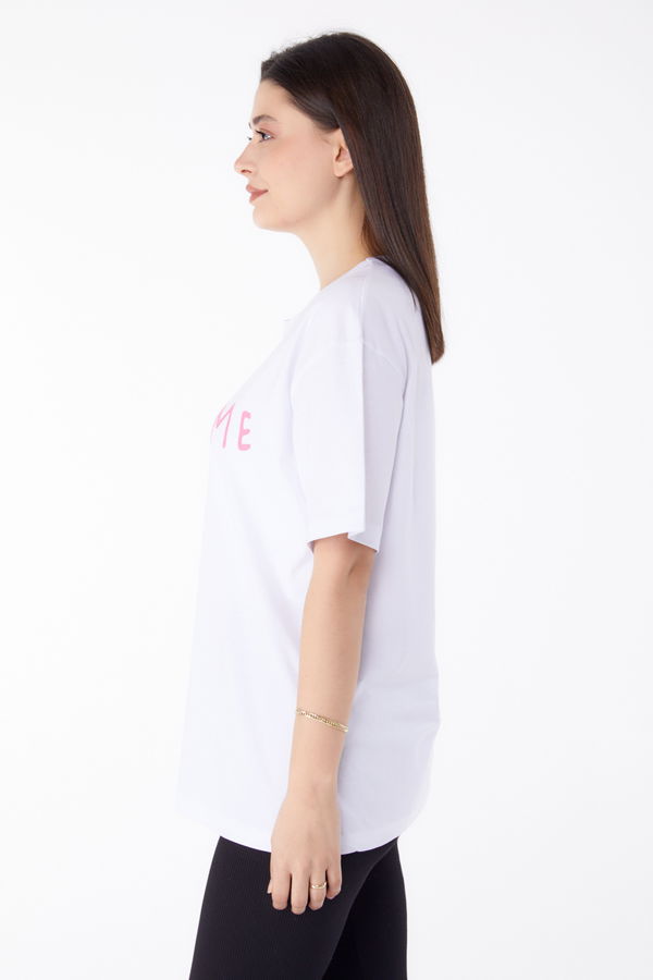 Baskılı T-shirt Beyaz - 25299