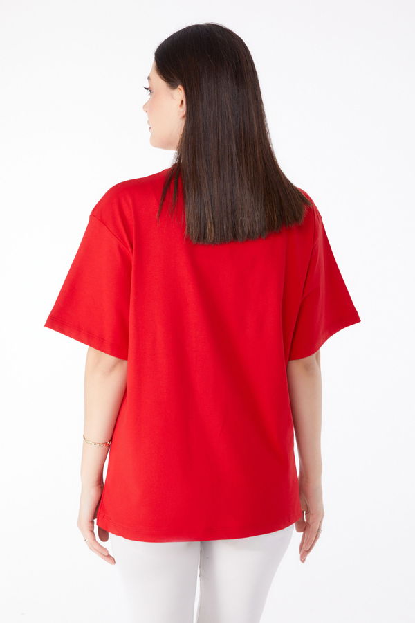 Baskılı T-shirt Kırmızı - 25299 Kırmızı