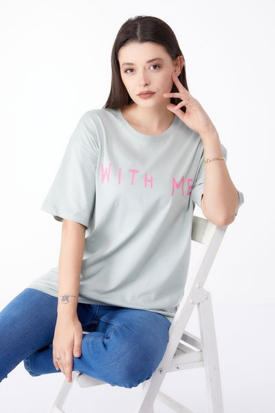 Baskılı T-shirt Yeşil - 25299