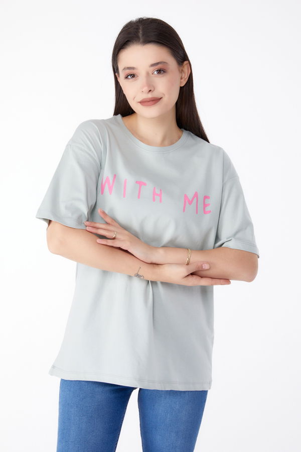 Baskılı T-shirt Yeşil - 25299