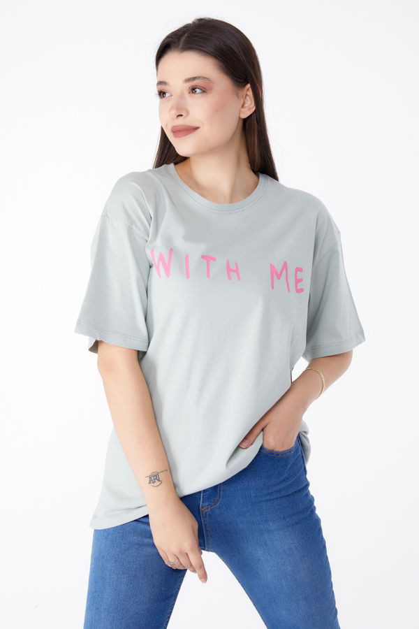 Baskılı T-shirt Yeşil - 25299