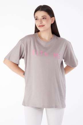 Baskılı T-shirt Vizon - 25299