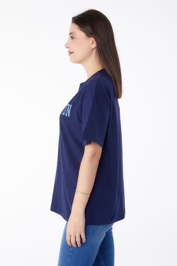 Baskılı T-shirt Lacivert - 25300 LACİVERT