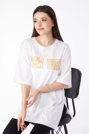 Baskılı T-shirt Beyaz - 25301
