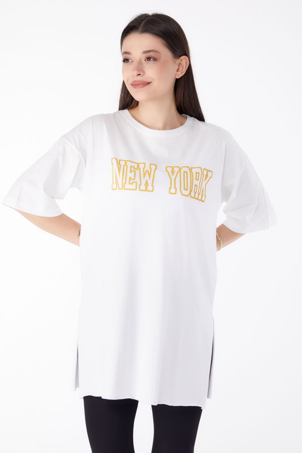 Baskılı T-shirt Beyaz - 25301