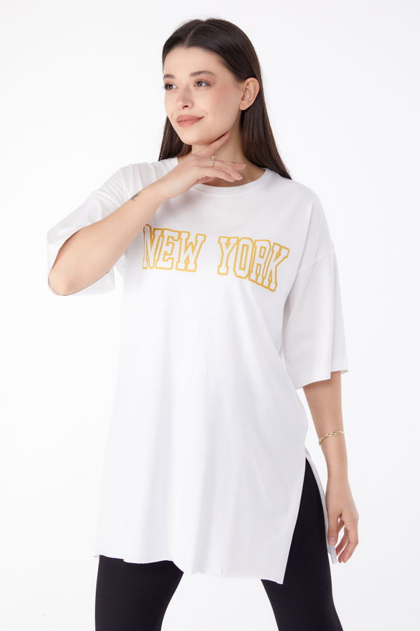 Baskılı T-shirt Beyaz - 25301