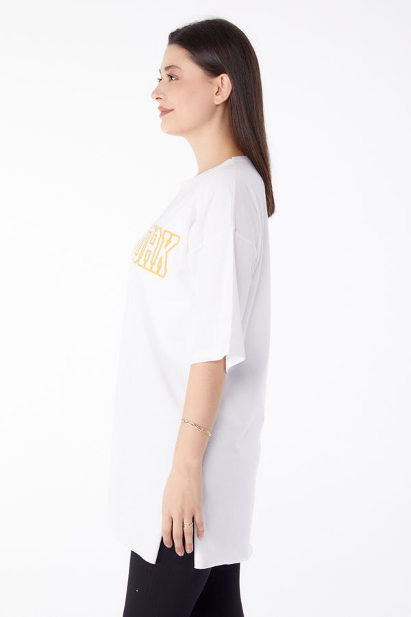 Baskılı T-shirt Beyaz - 25301