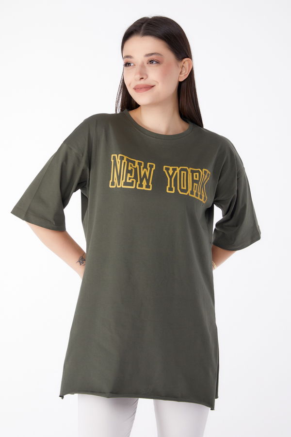Baskılı T-shirt Haki - 25301
