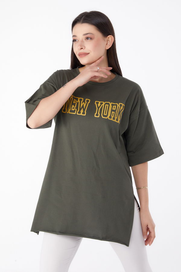 Baskılı T-shirt Haki - 25301