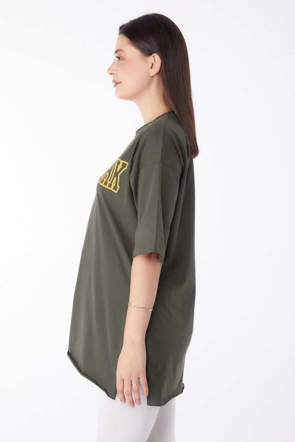 Baskılı T-shirt Haki - 25301
