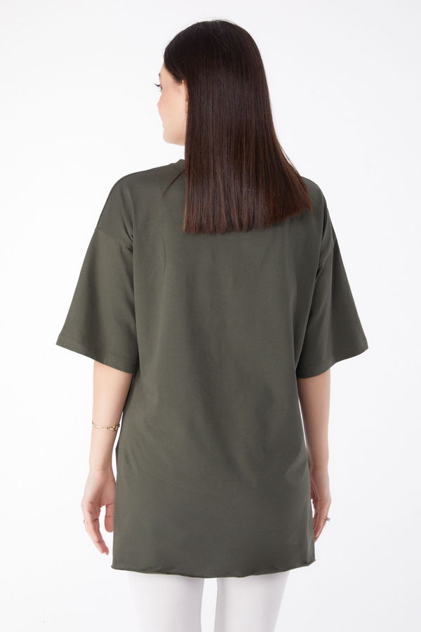 Baskılı T-shirt Haki - 25301