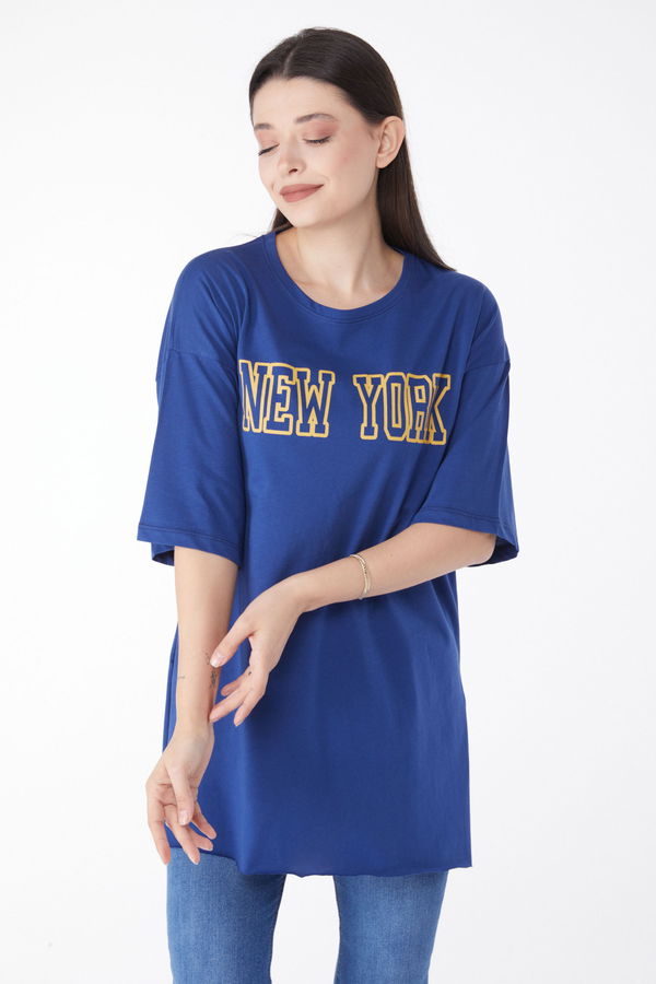 Baskılı T-shirt Lacivert - 25301