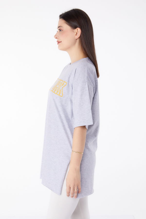 Baskılı T-shirt Gri - 25301