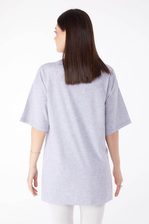 Baskılı T-shirt Gri - 25301