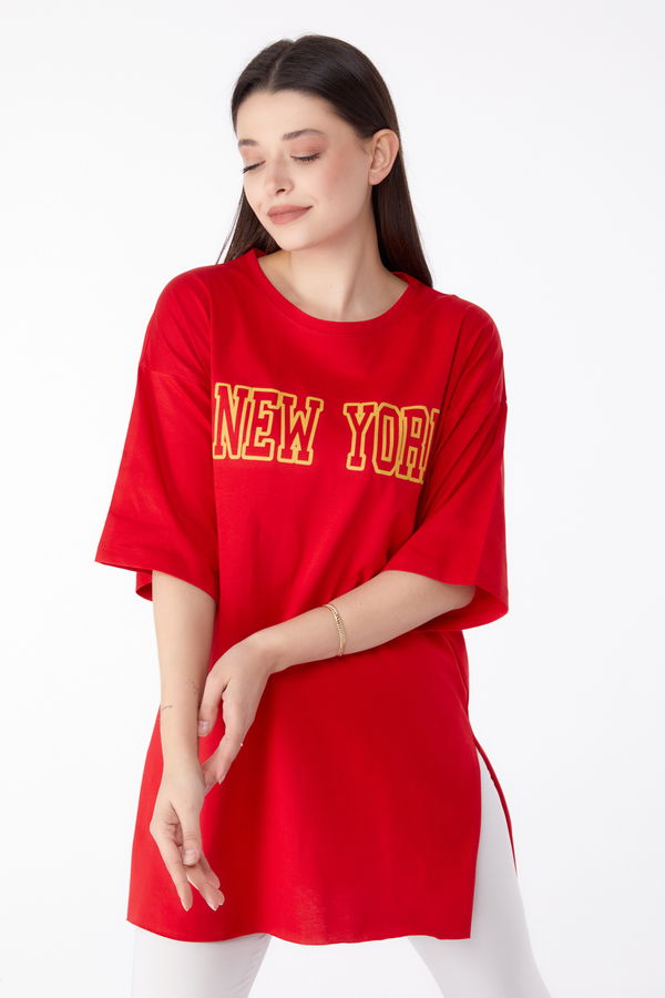 Baskılı T-shirt Kırmızı - 25301 Kırmızı