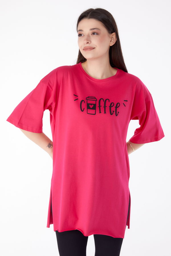 Baskılı T-shirt Fuşya - 25302