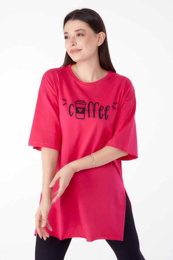 Baskılı T-shirt Fuşya - 25302