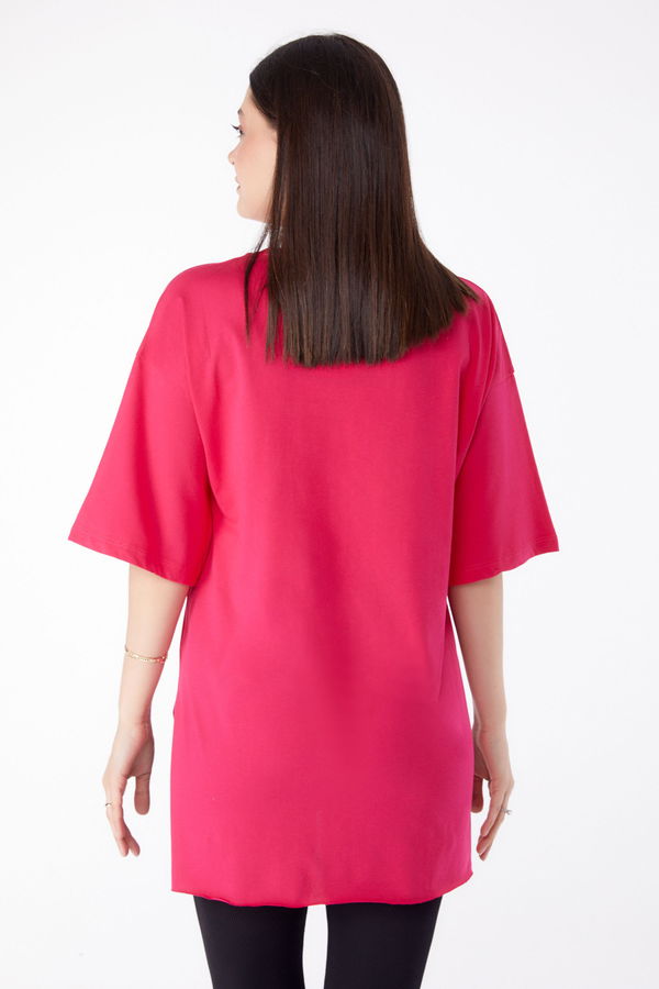 Baskılı T-shirt Fuşya - 25302