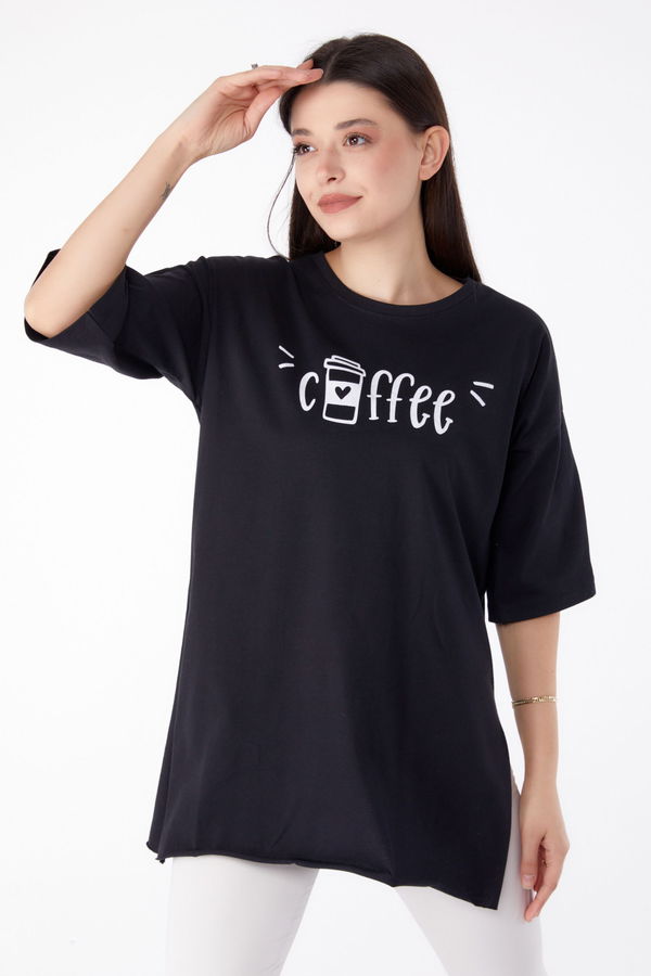 Baskılı T-shirt Siyah - 25302