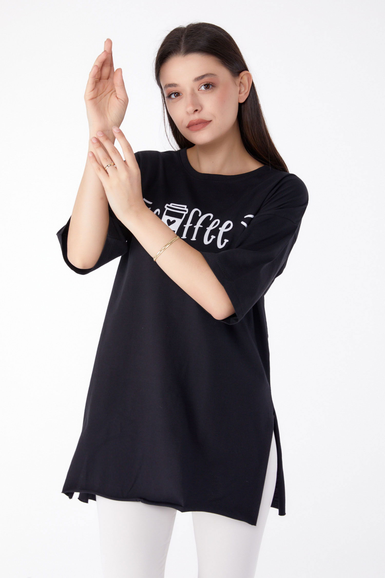 Baskılı T-shirt Siyah - 25302