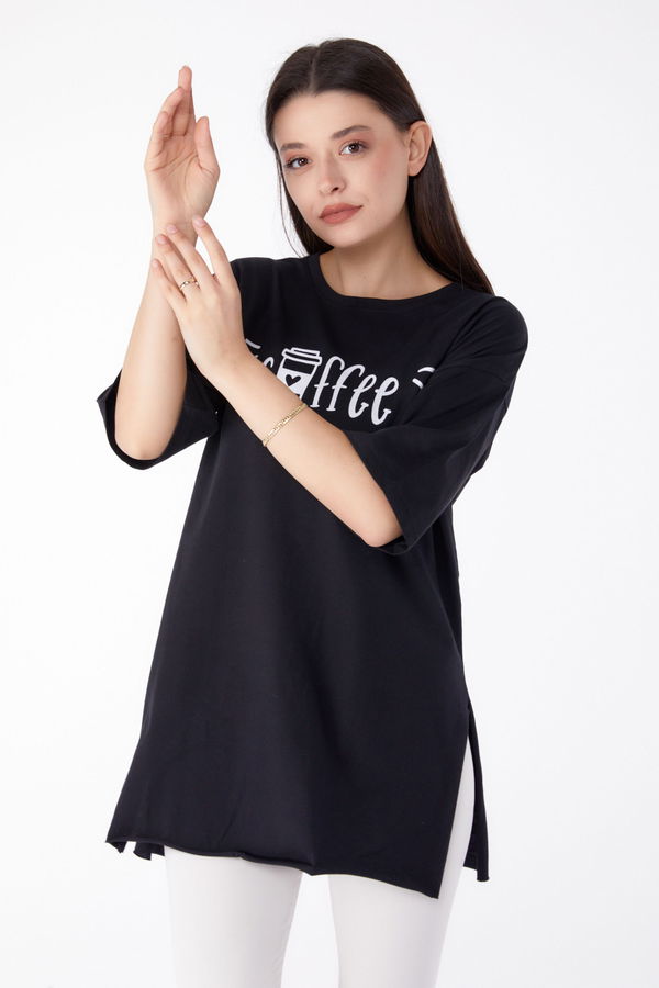 Baskılı T-shirt Siyah - 25302