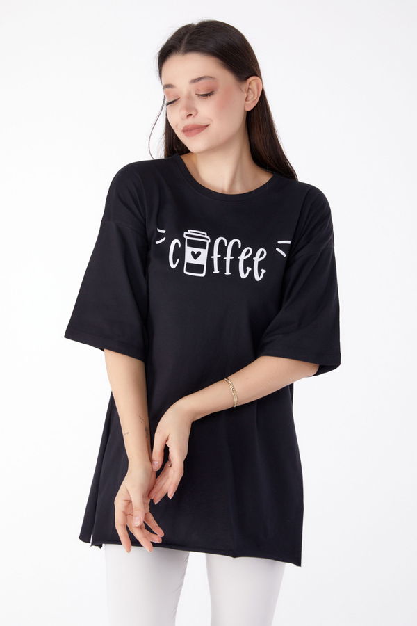 Baskılı T-shirt Siyah - 25302
