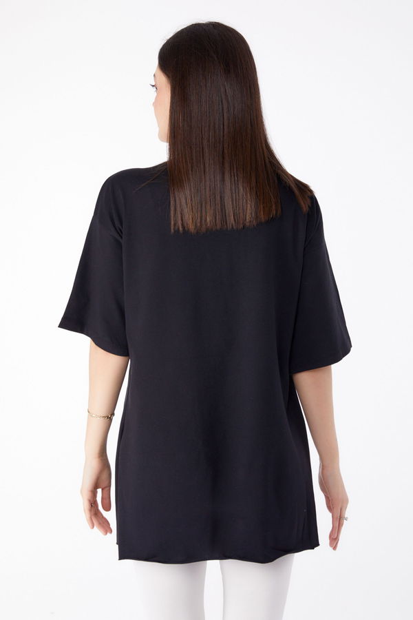 Baskılı T-shirt Siyah - 25302