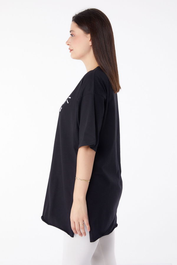 Baskılı T-shirt Siyah - 25302